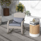 Adirondack Chair, Outdoor Wicker Rocking Chair with High Back, Seat Cushion and Pillow for Porch, Balcony, Grey
