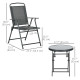3 Pieces Bistro Set, Foldable Patio Furniture Set with Mesh Chairs, Glass Table for Garden, Balcony, Charcoal Grey