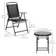 3 Pieces Bistro Set, Foldable Patio Furniture Set with Mesh Chairs, Glass Table for Garden, Balcony, Black