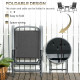 3 Pieces Bistro Set, Foldable Patio Furniture Set with Mesh Chairs, Glass Table for Garden, Balcony, Black