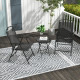 3 Pieces Bistro Set, Foldable Patio Furniture Set with Mesh Chairs, Glass Table for Garden, Balcony, Black