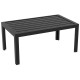 Outdoor Coffee Table, Rectangular Patio Table with Steel Frame and Slat Tabletop for Garden, Balcony, Black