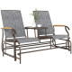 Outdoor 2-Person Glider Bench, Outside Swing Glider Chair Loveseat with Breathable Mesh, Table, Steel Frame