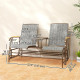 Outdoor 2-Person Glider Bench, Outside Swing Glider Chair Loveseat with Breathable Mesh, Table, Steel Frame