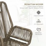 2 PCs PE Rattan Leisure Chair Set, Outdoor Reclining Patio Chair and Footrest w/ Adjustable Backrest & Cushion, Khaki