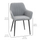 Dining Chairs Set of 2, Upholstered Linen Fabric Accent Chairs with Metal Legs, Light Grey