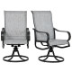 2-Piece Swivel Patio Dining Chairs, 360° Swivel Rocking Outdoor Chairs with Curved Armrests, Breathable Mesh Seat & S Shape Backrest for Yard, Lawn, Porch, Dark Grey