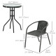 3 Pieces Outdoor Wicker Furniture Set with 2 Stackable Chairs, Tempered Glass Coffee Table for Garden, Backyard, Black