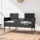 Patio Furniture w/ Mid-Table PE Rattan Loveseat w/ Cushion, Light Grey