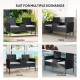 Patio Furniture w/ Mid-Table PE Rattan Loveseat w/ Cushion, Light Grey