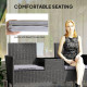 Patio Furniture w/ Mid-Table PE Rattan Loveseat w/ Cushion, Light Grey