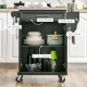 Kitchen Island with Stainless Steel Top, Rolling Kitchen Cart on Wheels with Storage Drawer, Cabinet, Towel Rack and Spice Rack (Black)