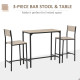 Industrial Bar Table Set Counter Height 3 Piece and 2 High Back Stools Set Dining Table Set Natural Wood
