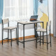 Industrial Bar Table Set Counter Height 3 Piece and 2 High Back Stools Set Dining Table Set Natural Wood