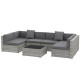 7pc Patio Wicker Set w/ Tea Table Wicker Sectional Sofa Set Grey