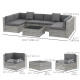 7pc Patio Wicker Set w/ Tea Table Wicker Sectional Sofa Set Grey