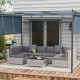 7pc Patio Wicker Set w/ Tea Table Wicker Sectional Sofa Set Grey