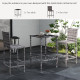 3 Piece Patio Bar Set Wicker Rattan Garden Bistro Set Barstool and Table for Patio Backyard Balcony Poolside, Grey