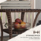 Outdoor Coffee Table with Storage Shelf, Hand-Woven Wicker Side Table with Water-Ripple Glass Top, Mix Brown