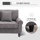 Modern 3 Seater Sofa, Corduroy Fabric 3 Seater Couch with Pine Wood Legs and Rolled Armrests for Living Room, Light Grey