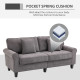 Modern 3 Seater Sofa, Corduroy Fabric 3 Seater Couch with Pine Wood Legs and Rolled Armrests for Living Room, Light Grey