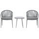 3-Piece Rattan Bistro Set, Garden Seating Group with 2 Armchairs and Coffee Table, Balcony Furniture Set, Grey