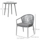 3-Piece Rattan Bistro Set, Garden Seating Group with 2 Armchairs and Coffee Table, Balcony Furniture Set, Grey