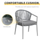 3-Piece Rattan Bistro Set, Garden Seating Group with 2 Armchairs and Coffee Table, Balcony Furniture Set, Grey