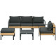 6 Pieces Patio Furniture Set with Sofa, Armchair, Stool, Table, Cushions, Outdoor Wicker Conversation Sofa Set