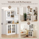Kitchen Buffet with Hutch, Storage Pantry with 3 Cabinets, 2 Open Shelves and Large Countertop, White