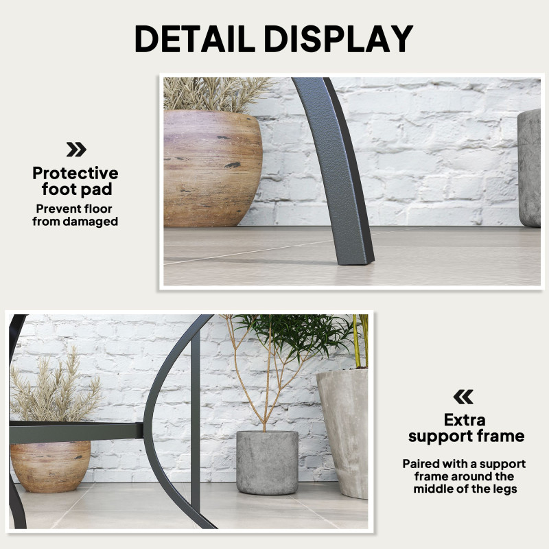 Square Outdoor Patio Dining Table, Garden Table with Umbrella Hole, Slatted Metal Top for Backyard, Poolside, Dark Grey