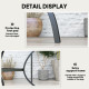 Square Outdoor Patio Dining Table, Garden Table with Umbrella Hole, Slatted Metal Top for Backyard, Poolside, Dark Grey