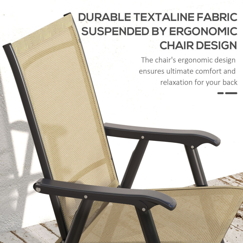 4-Piece Folding Chair Set for Relaxing on Patio Balcony Garden, Comfortable Outdoor Furniture with Armrests, Brown