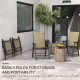4-Piece Folding Chair Set for Relaxing on Patio Balcony Garden, Comfortable Outdoor Furniture with Armrests, Brown