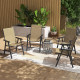 4-Piece Folding Chair Set for Relaxing on Patio Balcony Garden, Comfortable Outdoor Furniture with Armrests, Brown