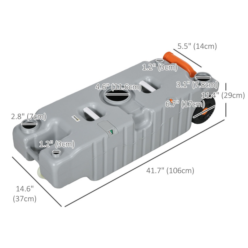 19.8 Gallon Portable RV Water Tank, Waste Water Storage Tank, with Rotating Drain Spout, Level Indicator and 3 Wheels