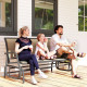 3-Seat Outdoor Glider Chair, Patio Rocking Chair, Steel Frame, Sling Fabric Seat for Garden, Backyard, Lawn, Brown