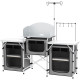 Aluminum Camping Kitchen, Portable Folding Camping Table with Fabric Cupboards, Windshield, Bag for BBQ, Picnic, Grey