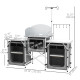 Aluminum Camping Kitchen, Portable Folding Camping Table with Fabric Cupboards, Windshield, Bag for BBQ, Picnic, Grey