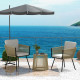 3 Piece Outdoor Patio Bistro Set, Wicker Rattan Furniture with Metal Legs for Garden, Backyard, Coffee and Light Grey