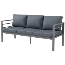 Aluminum Garden Sofa, 3-Person Outdoor Couch, Backyard Furniture for 3-person with Cushions, 72.8