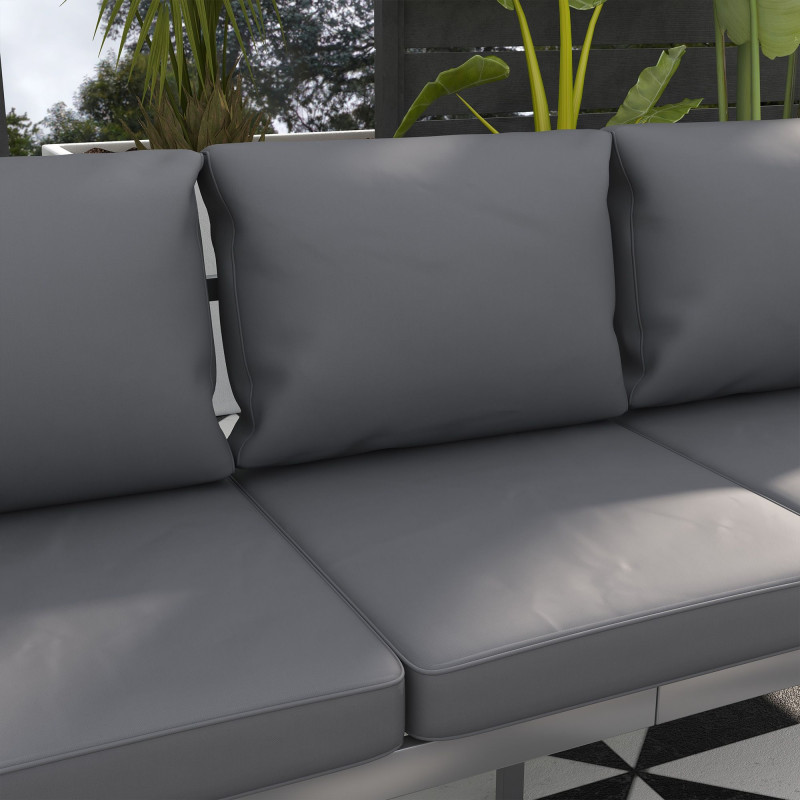 Aluminum Garden Sofa, 3-Person Outdoor Couch, Backyard Furniture for 3-person with Cushions, 72.8