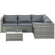3 Pieces Rattan Wicker Outdoor Conversation Furniture Set w/ Loveseats Coffee Table Cushions for Garden, Patio, Grey
