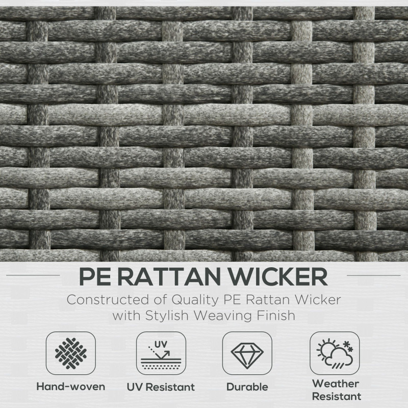 3 Pieces Rattan Wicker Outdoor Conversation Furniture Set w/ Loveseats Coffee Table Cushions for Garden, Patio, Grey