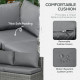 3 Pieces Rattan Wicker Outdoor Conversation Furniture Set w/ Loveseats Coffee Table Cushions for Garden, Patio, Grey