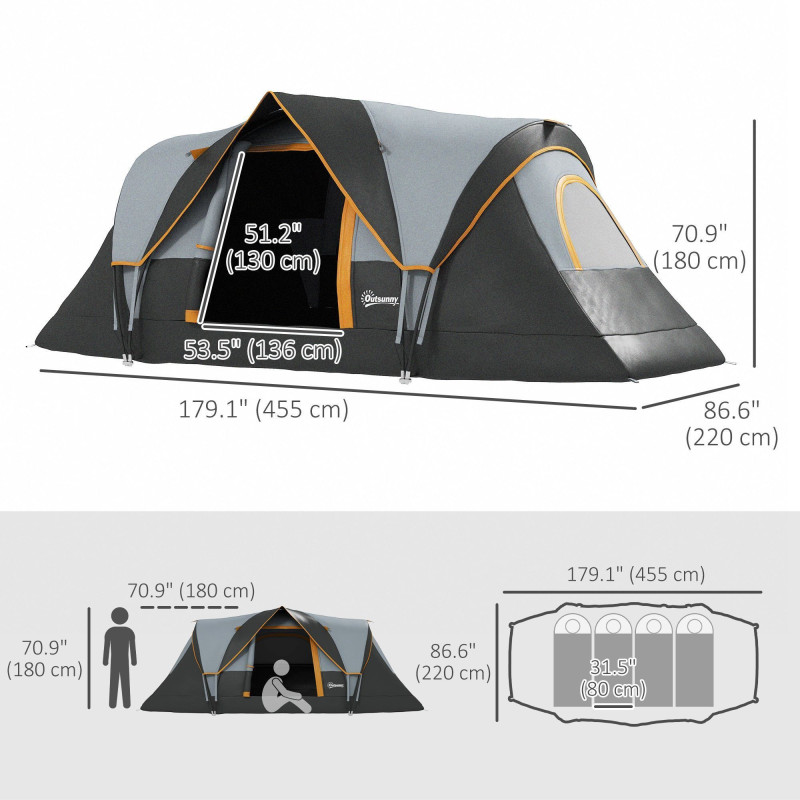5-6 Person Family Tent, Outdoor Camping Tent with Lighting Hook, Carrying Bag for Camping, Hiking and Travelling, Cream