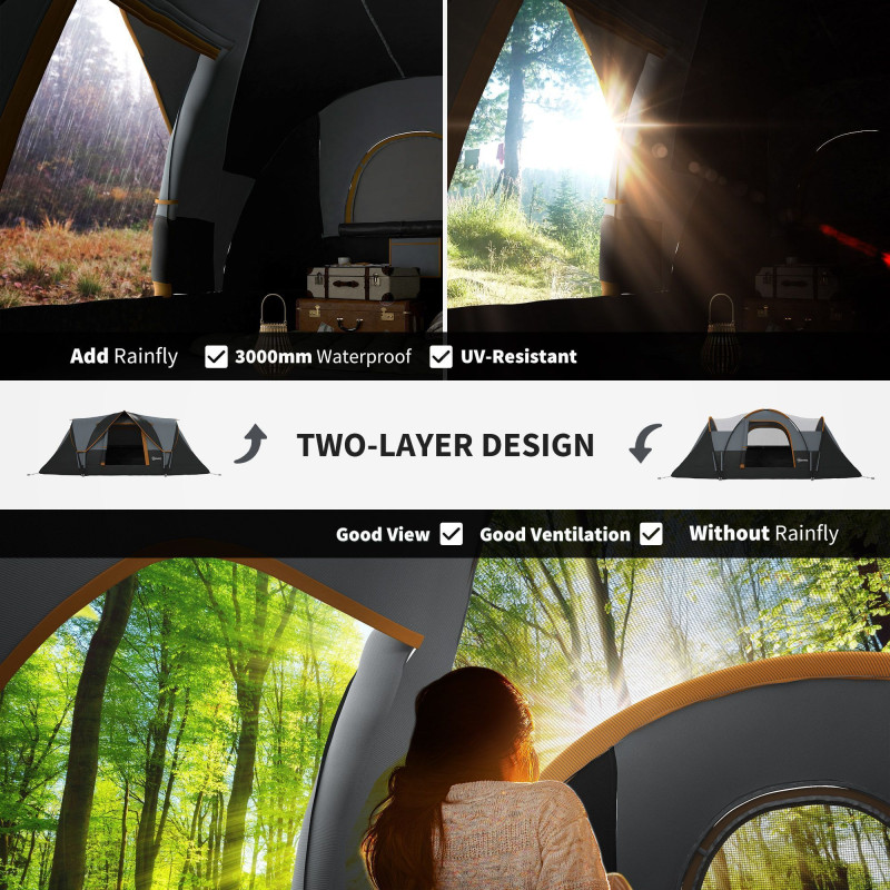 5-6 Person Family Tent, Outdoor Camping Tent with Lighting Hook, Carrying Bag for Camping, Hiking and Travelling, Cream