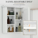 Bathroom Wall Cabinet, Wall Mounted Medicine Cabinet with 3 Open Shelves and Storage Cupboard for Laundry Room, White