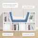 6-Cubby Bookcase with Seat Cushion, Cube Storage Shelf with Reading Nook for Home Office, Study, Blue