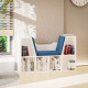 6-Cubby Bookcase with Seat Cushion, Cube Storage Shelf with Reading Nook for Home Office, Study, Blue